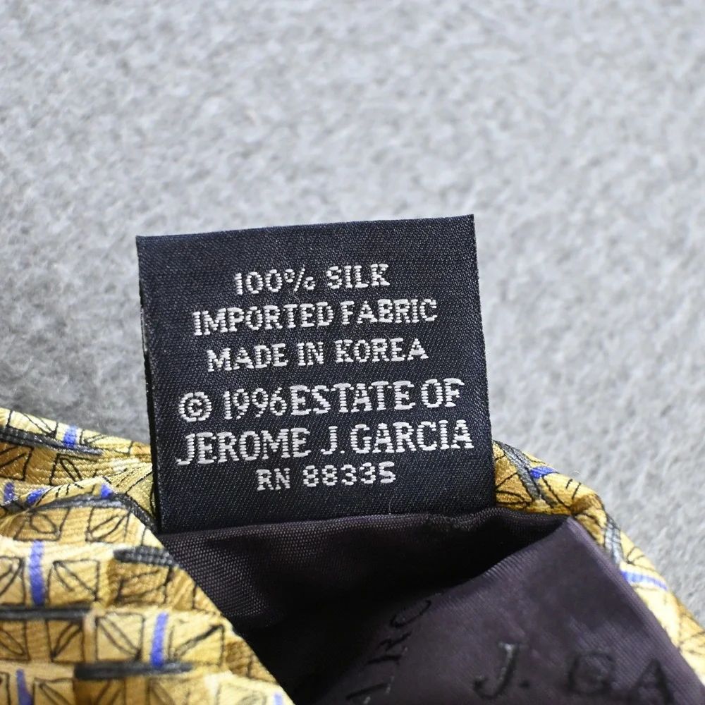 J. Garcia Mens Lunch Collection Seventeen Silk Necktie OS Gold Blue Vintage 90s‎